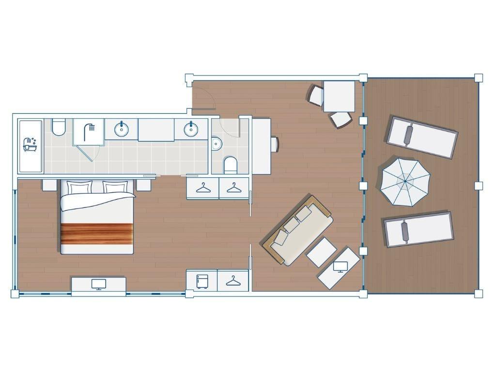 Club Med 珍拉汀客房和套房 Club Med Cherating Rooms - Suite Sea Side Terrace Layout