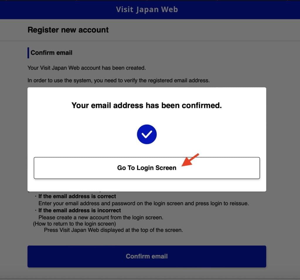 Visit Japan Web Confirmation