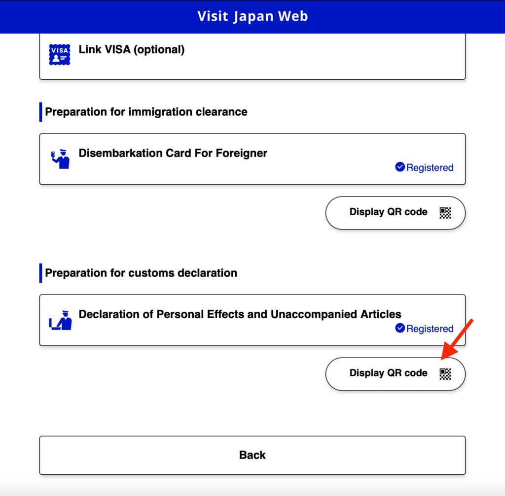 Visit Japan Web Custom Declaration QR