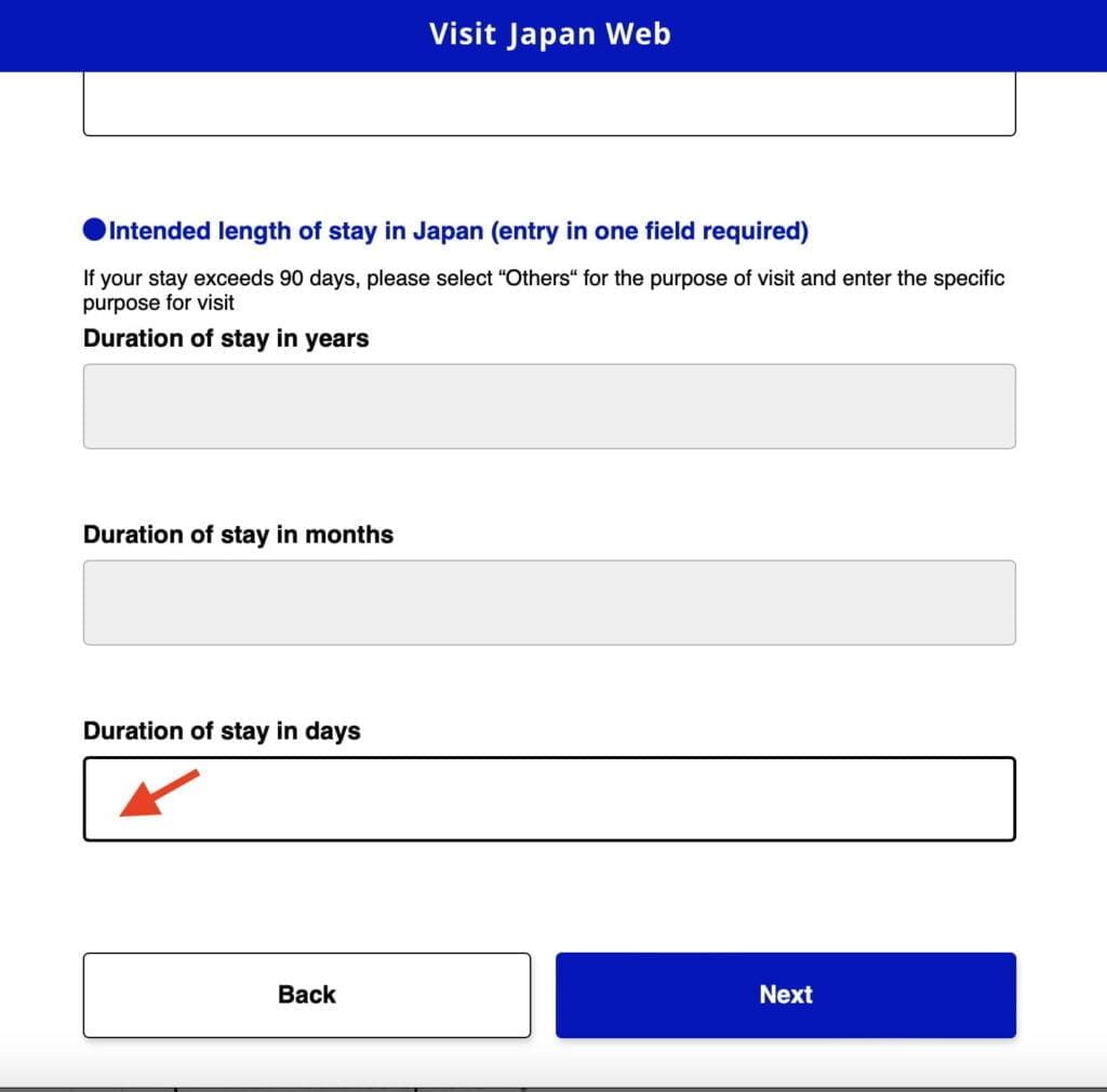 Visit Japan Web Duration of Stay