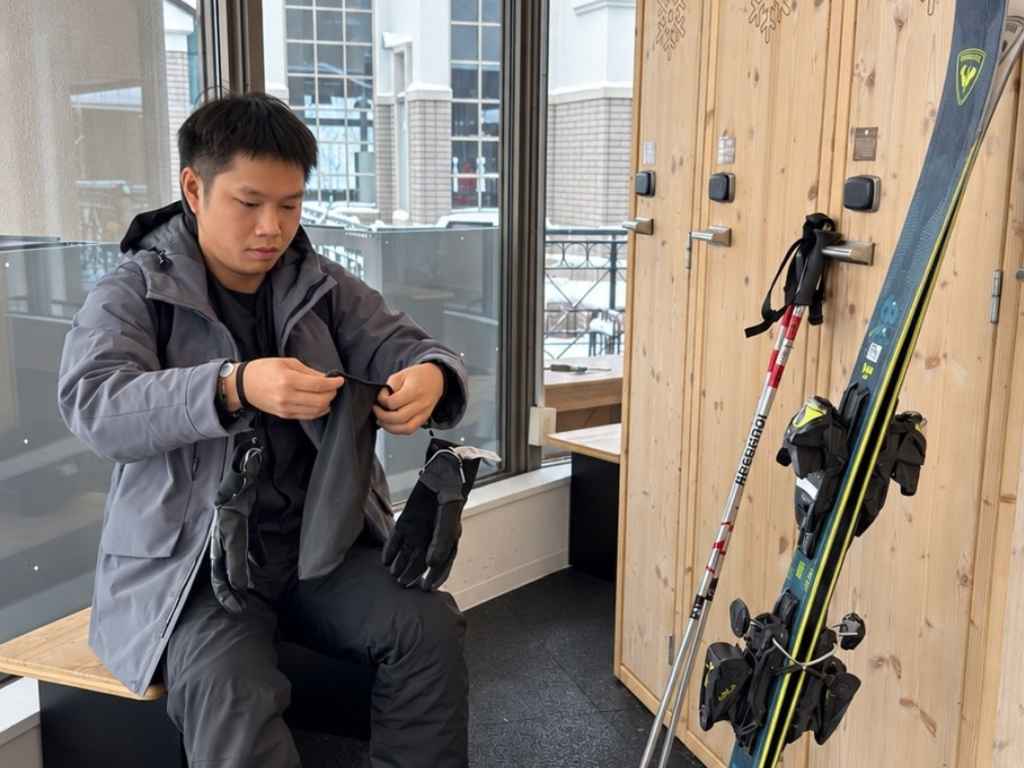 Group ski lesson for beginners at a Club Med resort in Japan